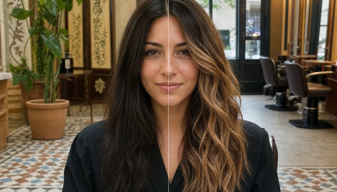 Antes y después: balayage caramelo con ondas